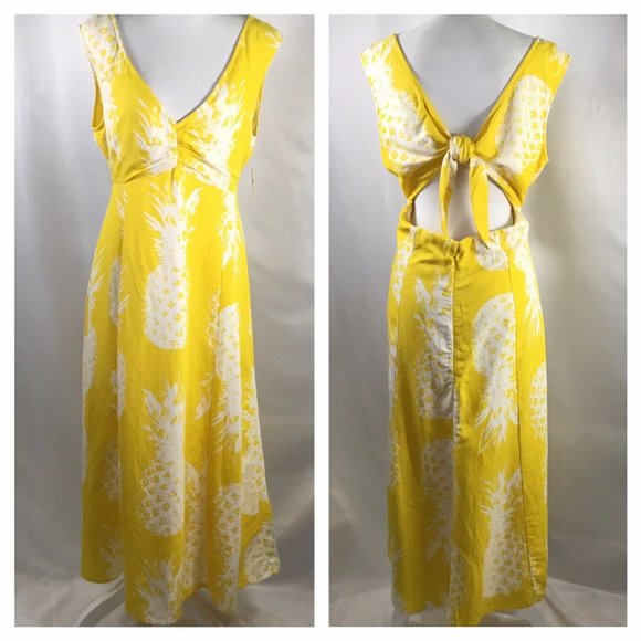 Anthropologie Dresses & Skirts - Maeve~NWT~Pineapple Print~Tie Back~Linen Blend~